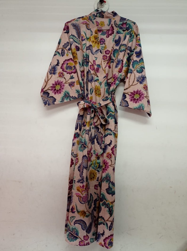 Hand Block Print Cotton Fabric Robe 100% Cotton Kimono Robes | Etsy