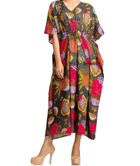 Indian Handmade Printed Kaftan Womens Long Kaftan Cotton Etsy