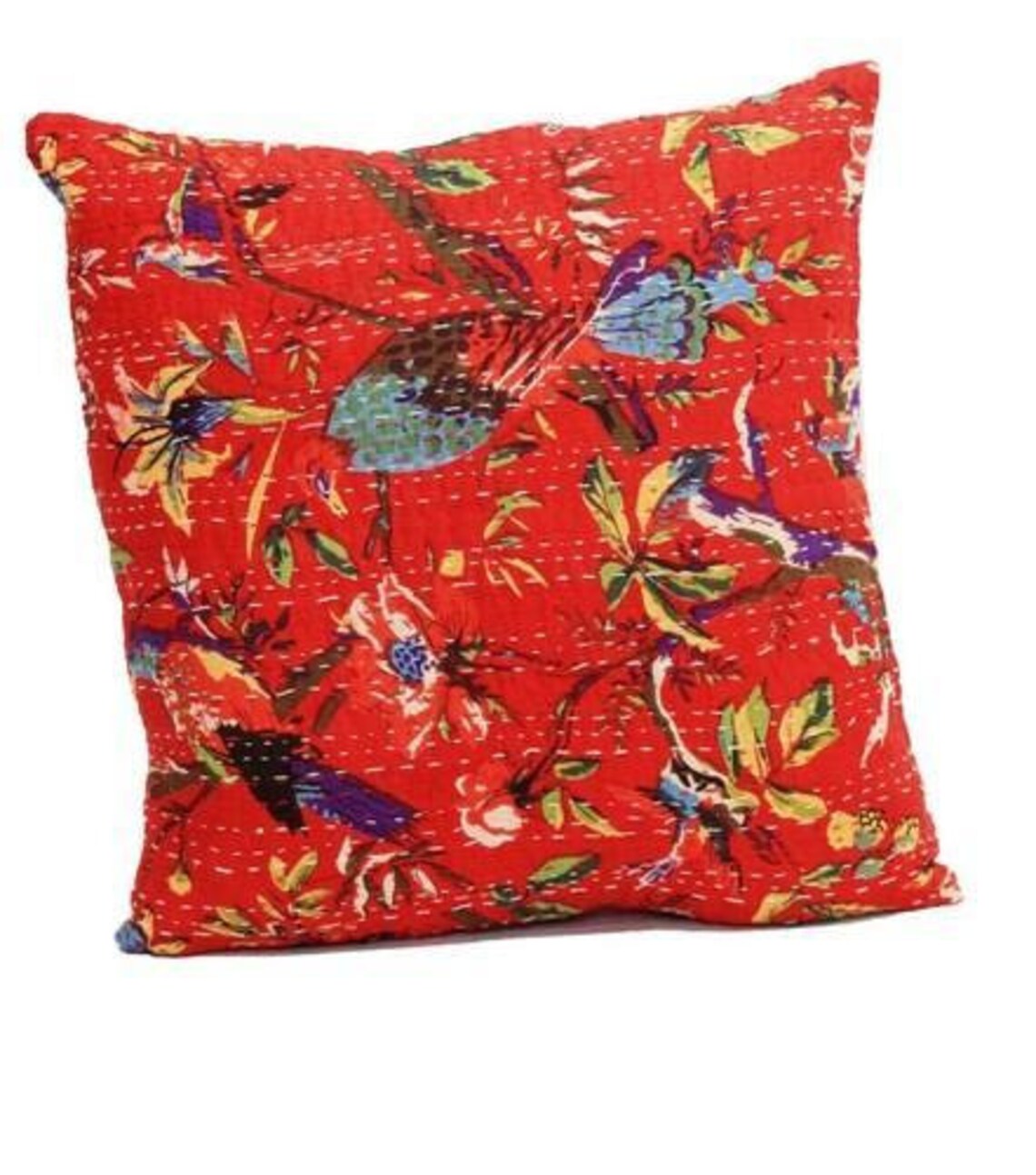 Set Of 5 Pcs Bird Of Paradise Handmade Kantha Pillow Covers / Etsy