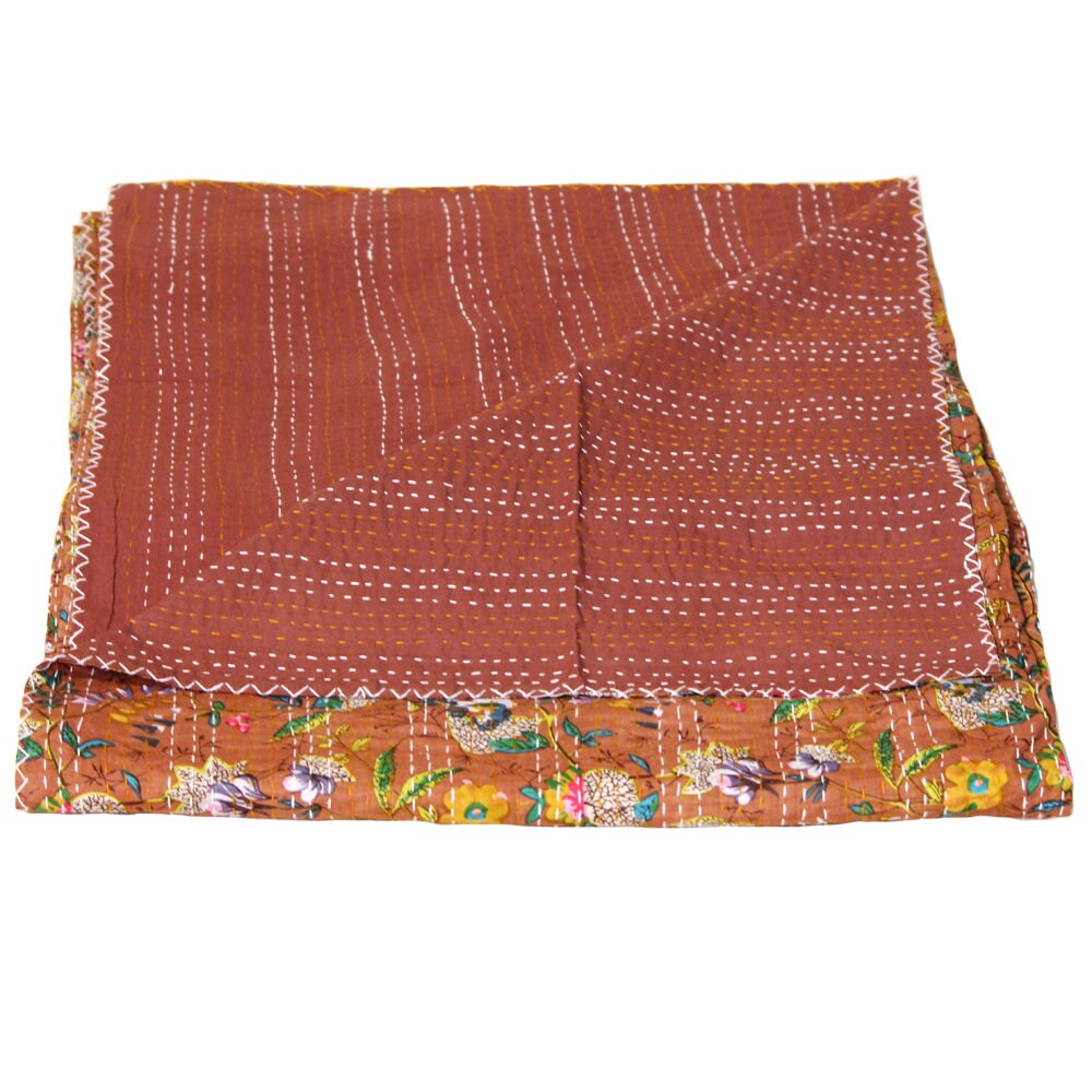 Indian Floral Kantha Quilt Kantha Bedspread Blanket Throw | Etsy