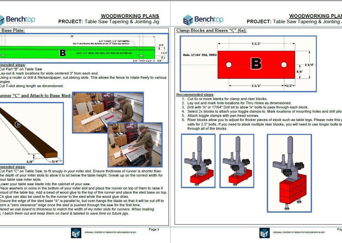 Tapering and Jointing Jig for Table Saw Etsy Canada