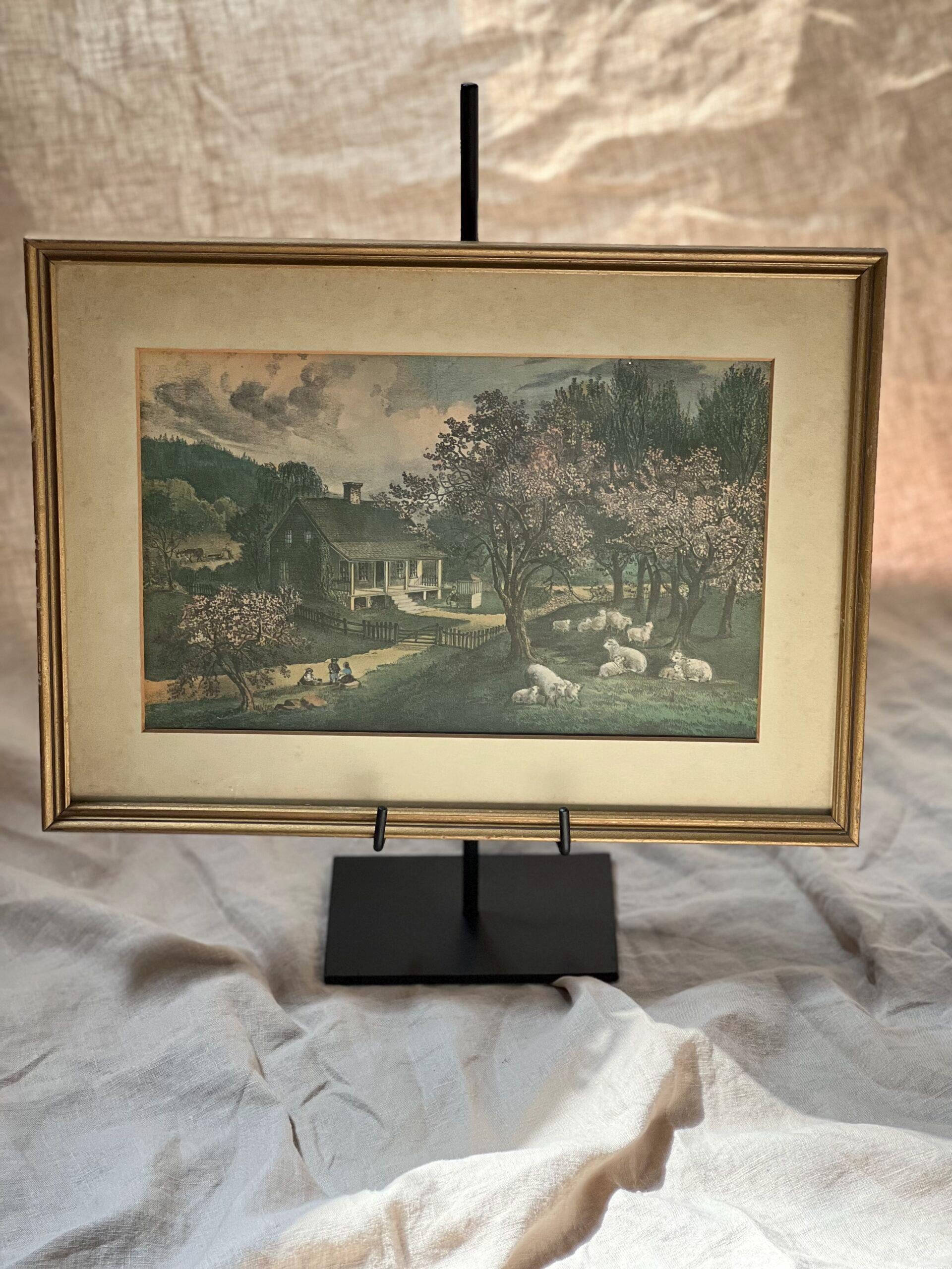 Vintage Currier & Ives American Homestead Spring Print • Americana ...