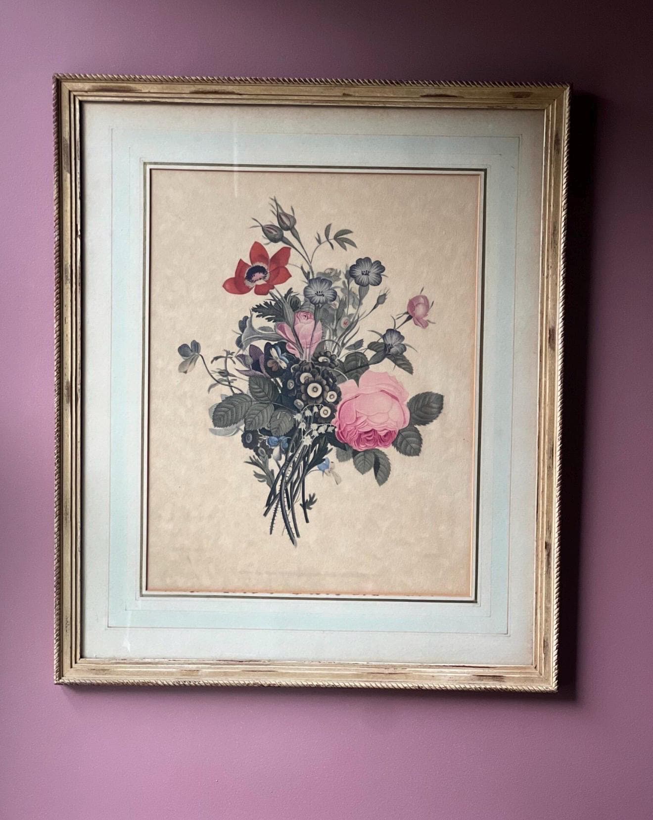 Jean Louis Prevost French Floral Print | Large Vintage Botanical Wall ...