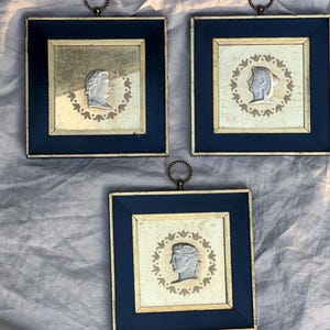 Vintage Intaglio Wall Art Set • 3 Classical Relief Plaques • European Neoclassical Decor • Gallery Wall