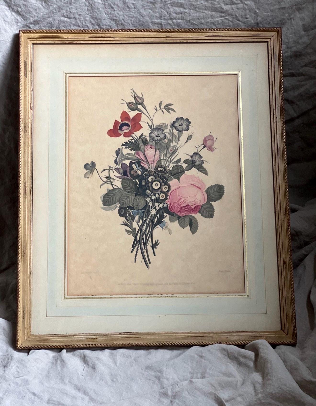 Jean Louis Prevost French Floral Print | Large Vintage Botanical Wall ...