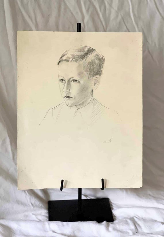 French Portrait Of A Boy Original Sketch