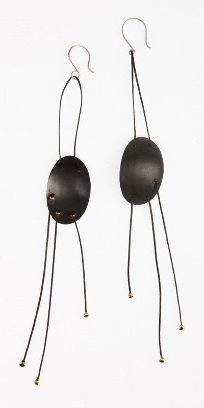 Unusual long and popular black earrings. Handmade earrings, Unique earrings, statement earrings image 5