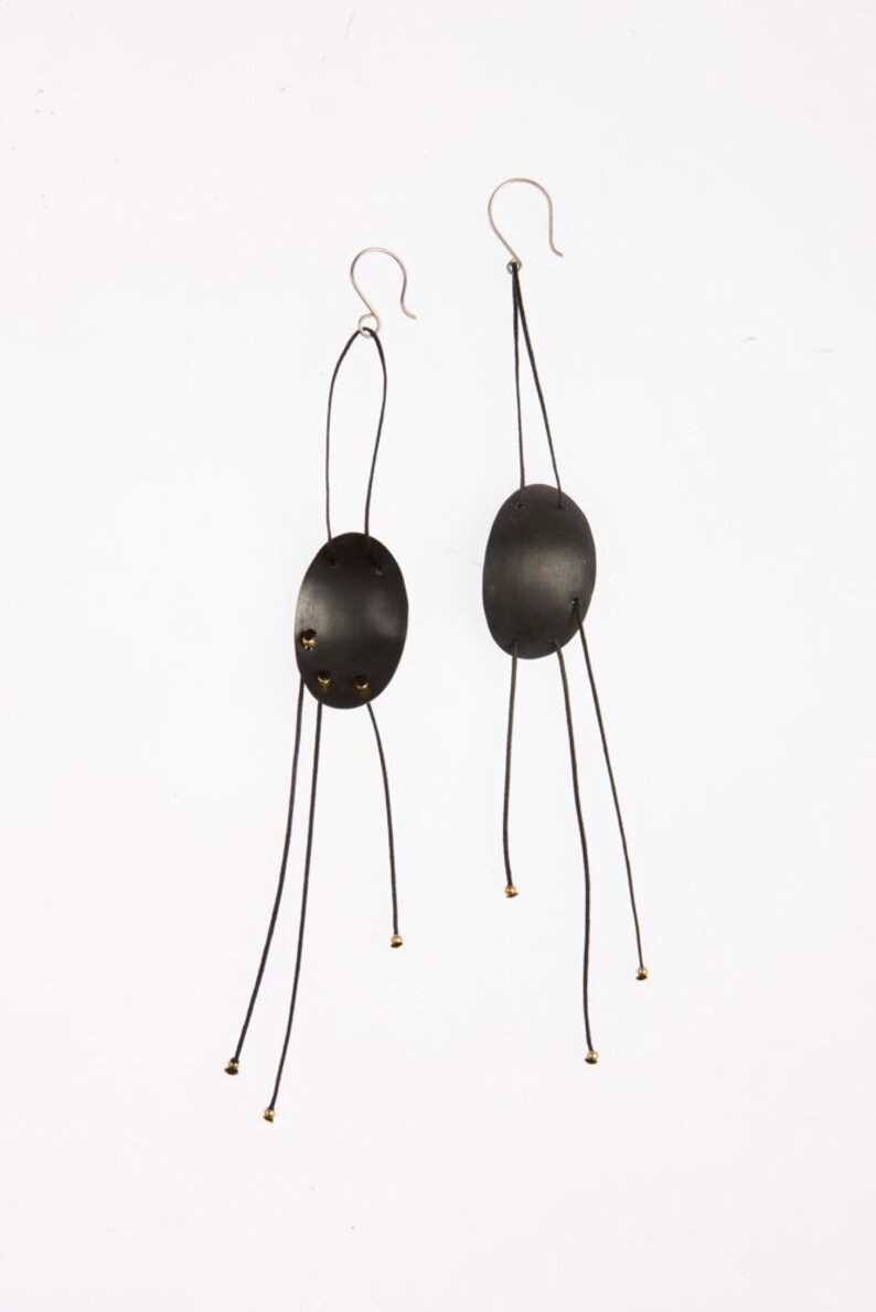 Unusual long and popular black earrings. Handmade earrings, Unique earrings, statement earrings image 4
