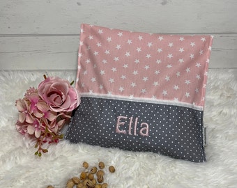 Personalized heat pillow with name, 15 x 15 cm, in various colors, cherry pit pillow, grape seed pillow, stars, gift for newborns