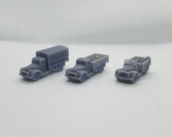 3 x camiones Chevrolet americanos WW2 de calibre N - adecuado para ferrocarriles de escala N