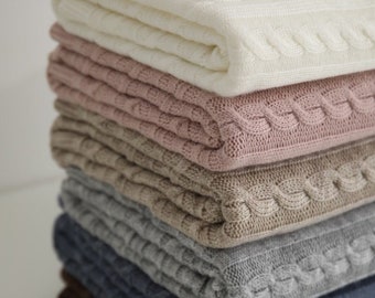 Baumwolle Decke, Zopfmuster Decke, Strickdecke, Sharped Sofa Decke, Nordische Decke, Geschenk für Sie