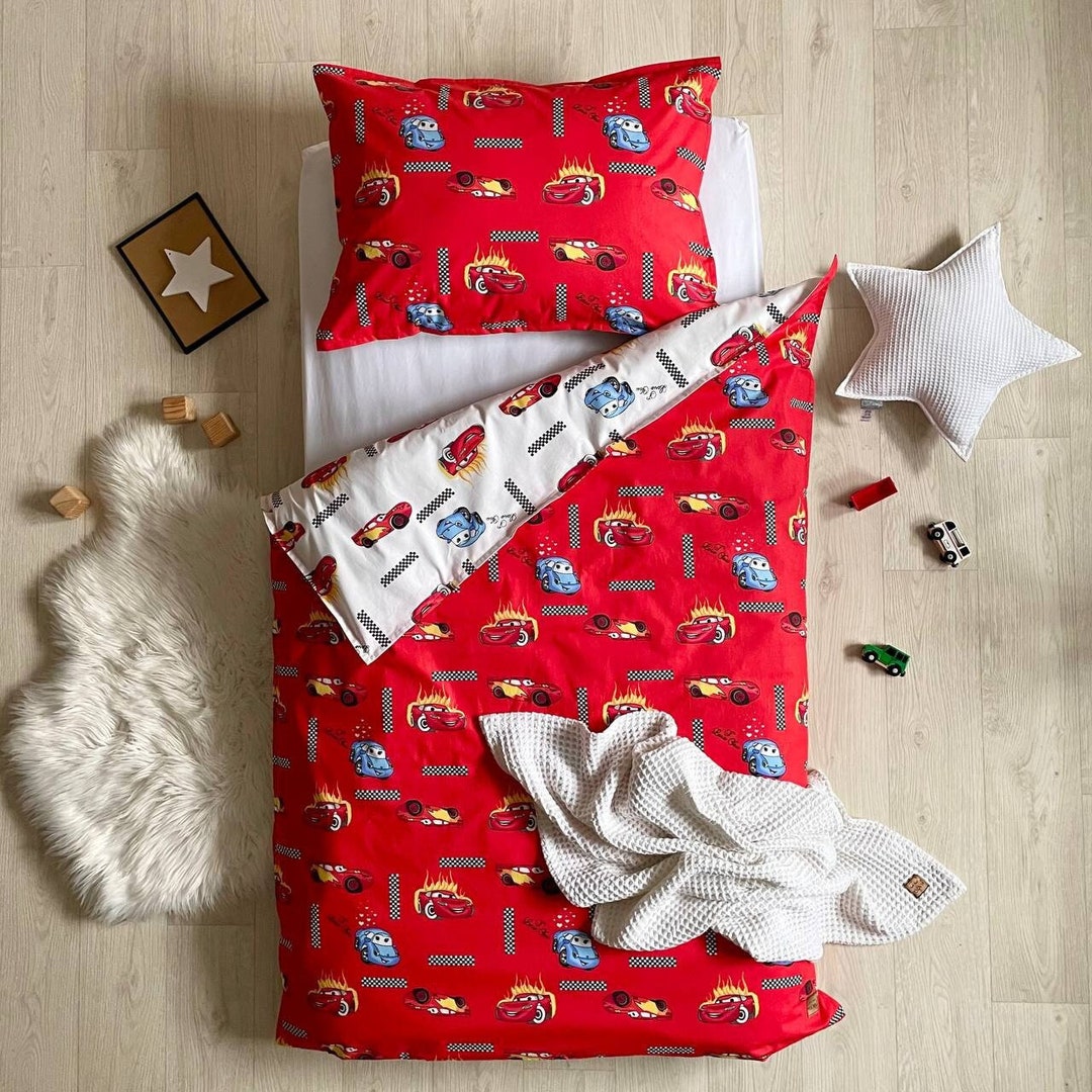 Cars Kids Bedding Set, Boys Cotton Bedding, 3 Piece Children Bedding
