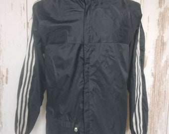 Adidas Vintage VENTEX Zip Rain Coat Hooded Jacket Nylon Windbreaker Size S