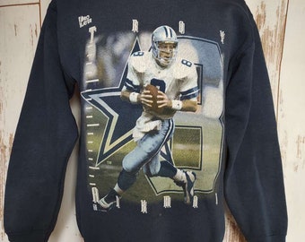 Troy Aikman Dallas Cowboys NFL Football Sweater 1995 Pro Player Sweatshirt Size S