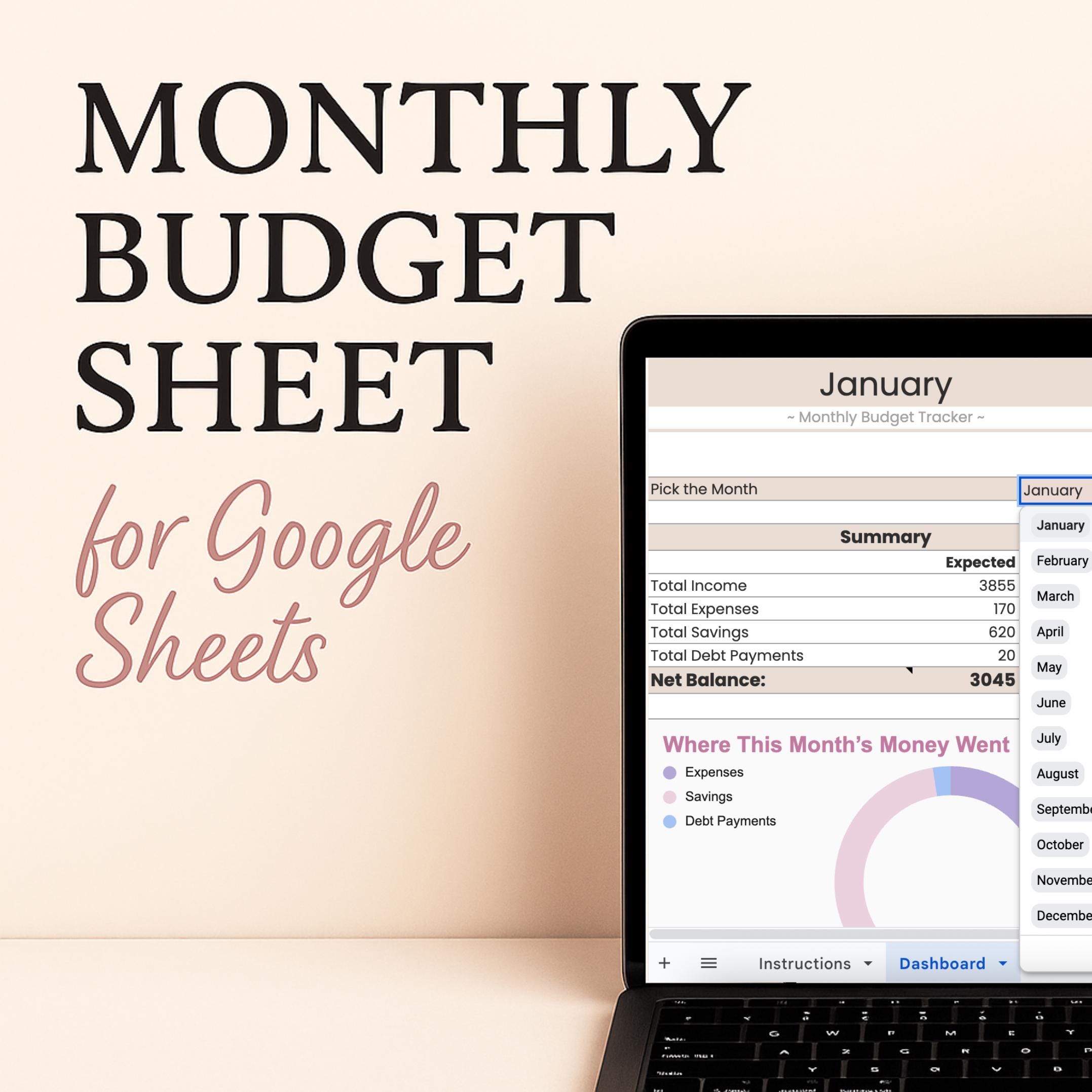 Monthly Budget Tracker | Google Sheets Template (digital Download) - Etsy
