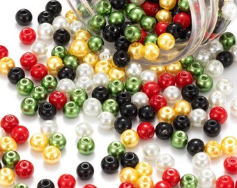 Christmas pearly glass beads 6mm