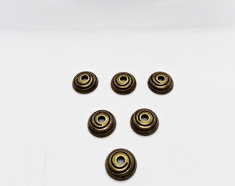 10 coupelles dôme spirale métal bronze 10mm