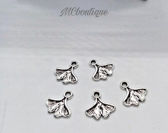 5, 10, 20 silver metal leaf charms 13mm