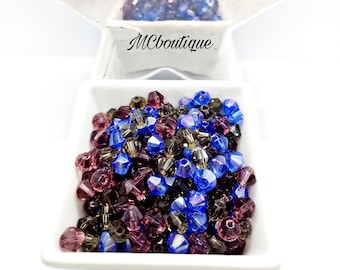 50 perles en verre toupie bicône à facettes 6mm multicolore