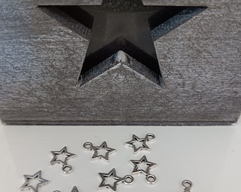5 Sternanhänger aus silbernem Metall, 12 mm