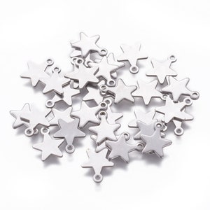 10 star charms in gold or silver stainless steel 10mm image 3