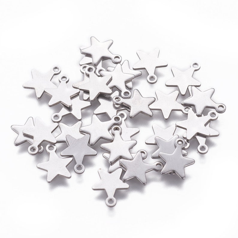 10 star charms in gold or silver stainless steel 10mm image 3