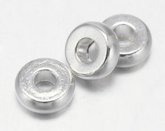 30 perles rondelles intercalaires plates laiton argenté 4mm 6mm