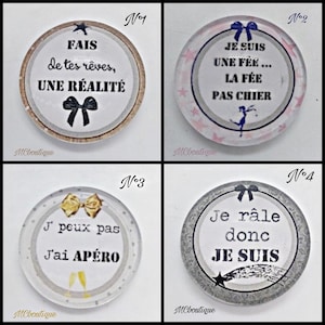 Cabochon textes funs verre 25mm image 1