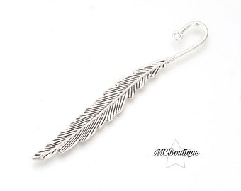 3, 5 silver metal feather bookmark holders 117x13mm