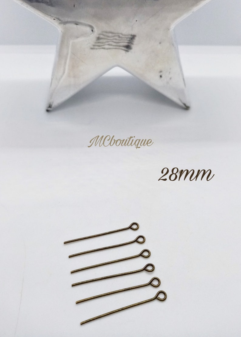 20, 50 bronze metal eye rods different sizes 28mm, lot de 20