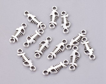 5, 10 silver metal fishbone connectors 15mm