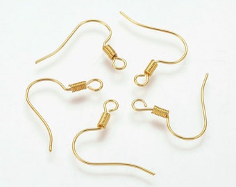 20 gold or silver brass ear hooks 17mm