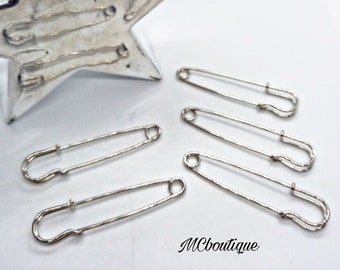 5 silver or bronze metal brooch pins