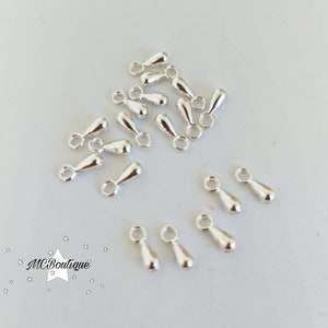 50, 100 silver metal tear drop finishing charms 7mm