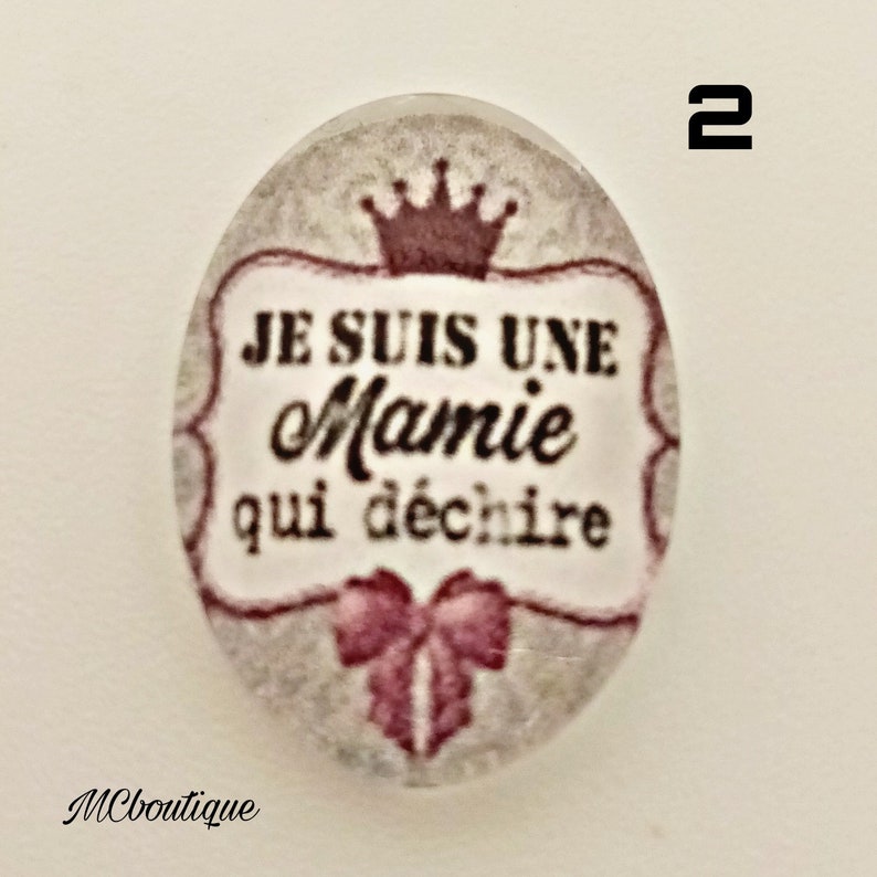 Cabochon Mamie qui déchire verre 30mm 25mm 20mm 16mm 18x13mm 18/13 Millimètres