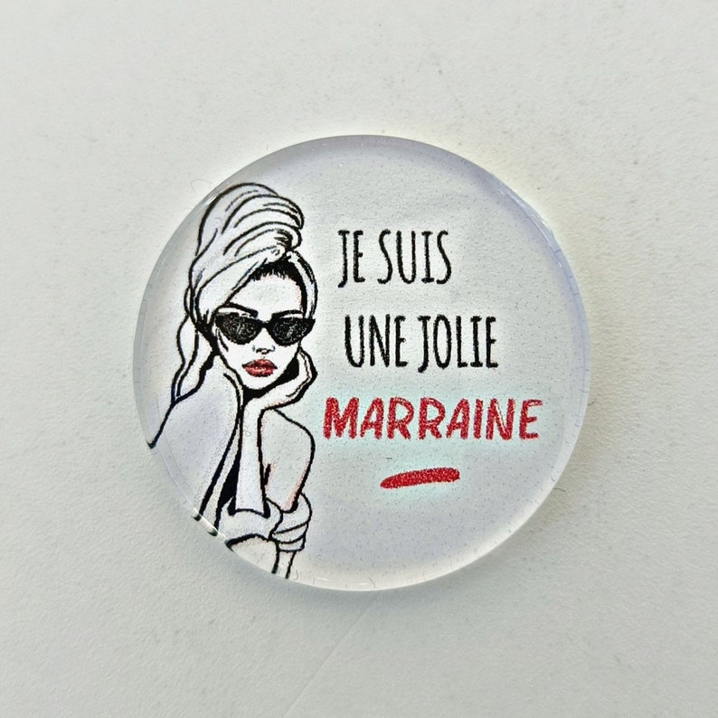 Cabochon Marraine verre 30mm 25mm 20mm 16mm 14mm modèles au choix Jolie marraine