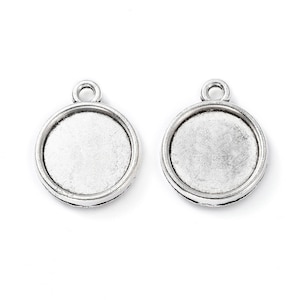 5, 10, 20 pendentifs support pour cabochon 12mm métal argenté