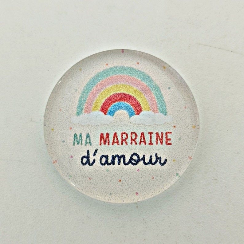 Cabochon Marraine verre 30mm 25mm 20mm 16mm 14mm modèles au choix Ma marraine d'amour