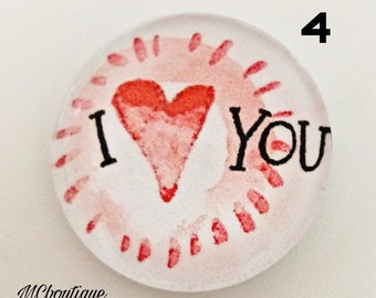 Cabochon Amour verre 30mm 25mm 20mm