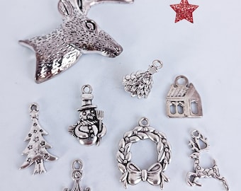 Mix of silver metal Christmas charms