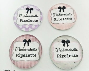 Cabochon Mademoiselle Pipelette verre 25mm 20mm 12mm