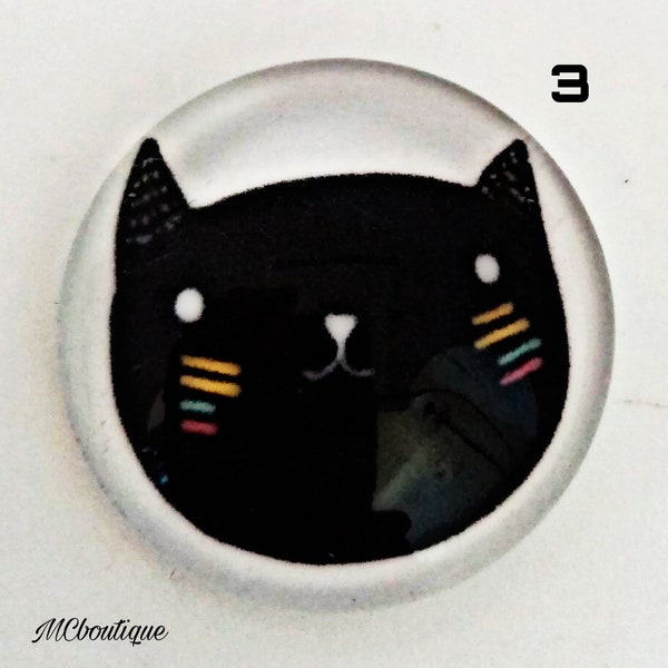 Cabochon chat noir verre 25mm 20mm 12mm