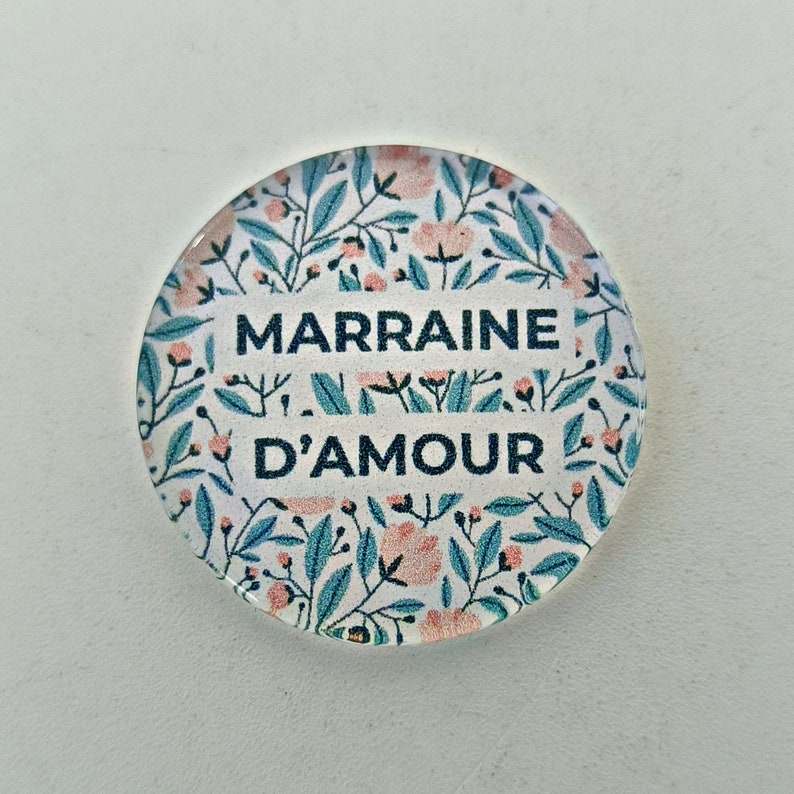 Cabochon Marraine verre 30mm 25mm 20mm 16mm 14mm modèles au choix Marraine d'amour