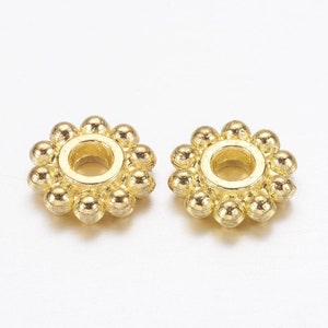 50 gold metal flower spacer beads 6.5mm image 2