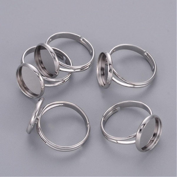 3 supports bague cabochon 12mm laiton