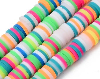 Heishi 200 round beads polymer clay 6mm multicolored