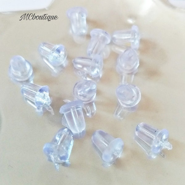 20, 50, 200 embouts stoppeurs en silicone pour boucles d'oreilles 4x6mm