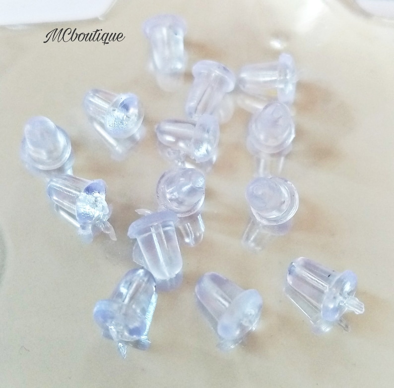 20, 50, 200 embouts stoppeurs en silicone pour boucles d'oreilles 4x6mm image 1