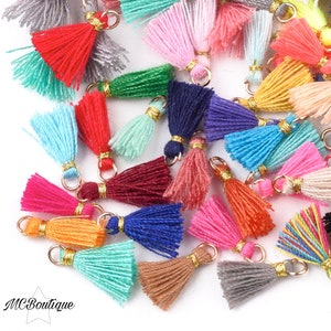 10 mini pompon di cotone multicolore