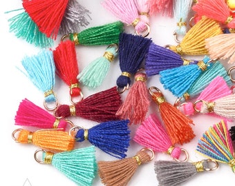 10 mini pompons coton multicolore